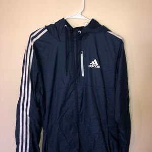Navy Adidas Zip Up Windbreaker